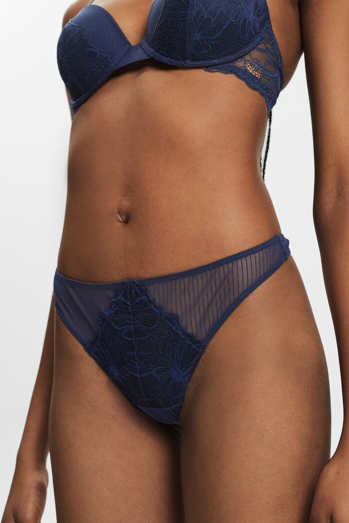 Hipster Lace Thong, NAVY, detail image number 2