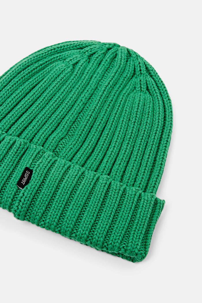 Rib knit beanie, GREEN, detail image number 1
