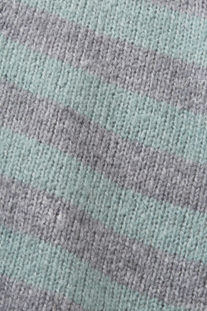 Striped Wool-Blend Cardigan, MEDIUM GREY, detail image number 6