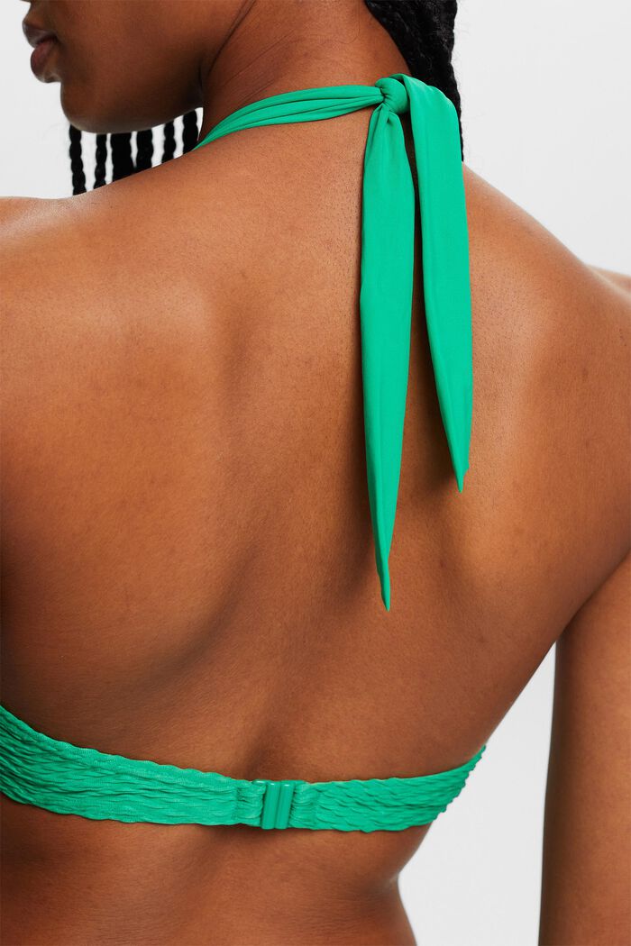 Recycled: textured underwired bikini top, GREEN, detail image number 3