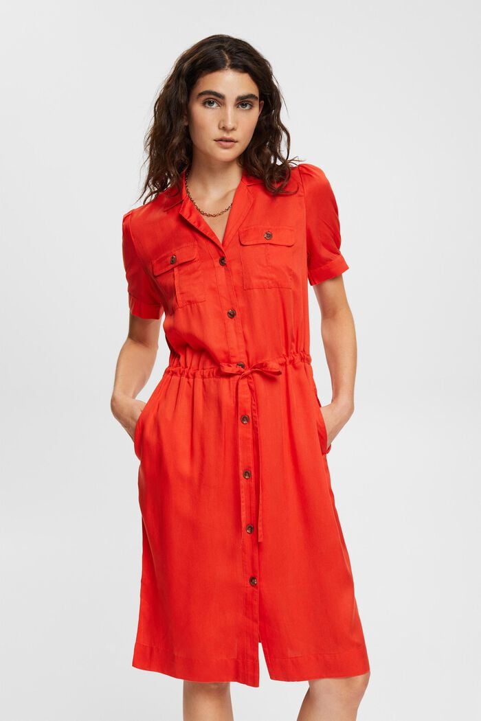 Drawstring dress, TENCEL™, ORANGE RED, detail image number 1