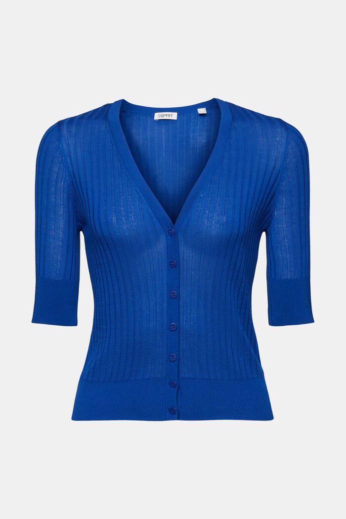 Button-Front Knit Top, BRIGHT BLUE, detail image number 6