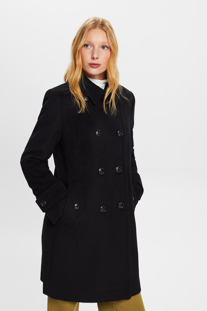 Recycled: wool blend coat, BLACK, detail image number 0