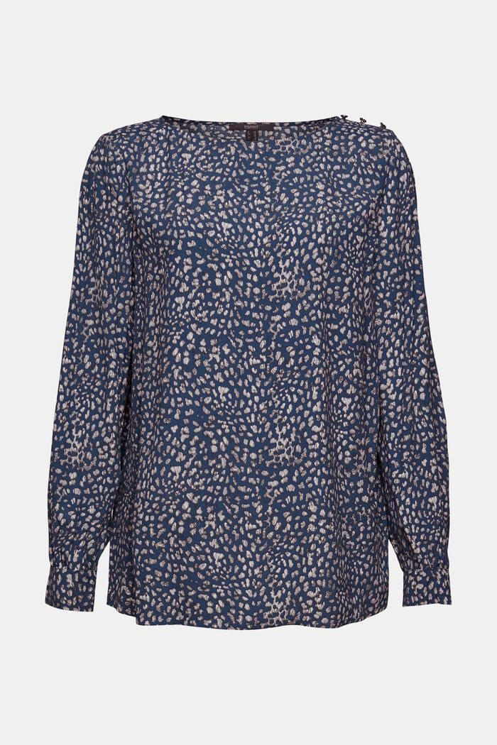 Printed blouse, LENZING™ ECOVERO™, DARK BLUE, detail image number 6