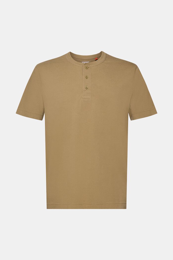 Henley t-shirt, 100% cotton, KHAKI GREEN, detail image number 5
