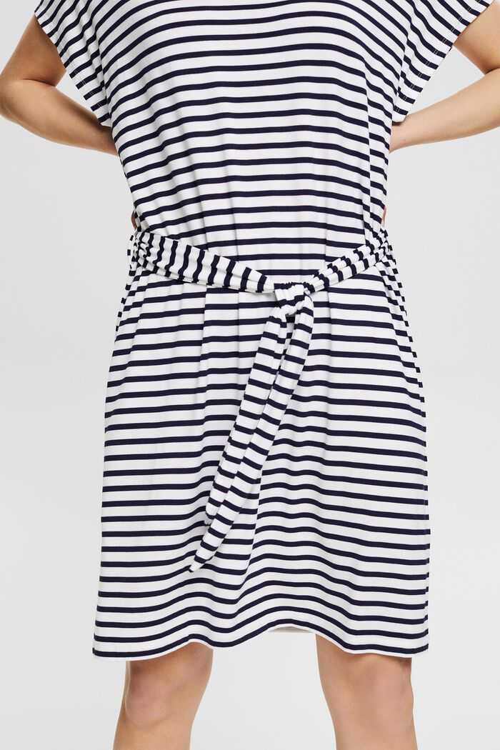 Striped jersey dress made of LENZING™ ECOVERO™, NAVY, detail image number 1