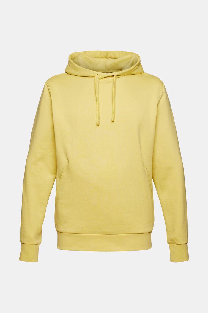 Hooded sweatshirt in blended cotton with TENCEL™, LIME YELLOW, overview