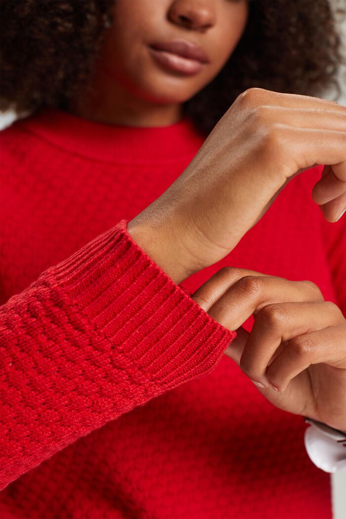 Textured knit jumper, cotton blend, DARK RED, detail image number 2