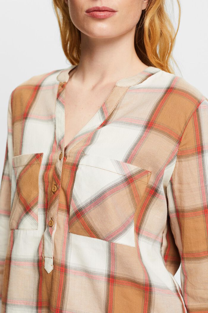Checked cotton blouse, LIGHT TAUPE, detail image number 3
