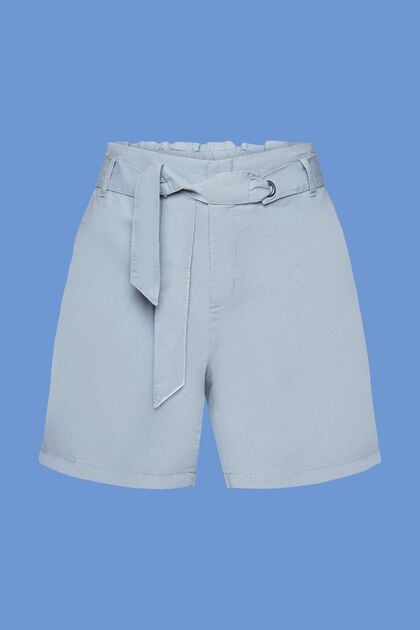 Shorts with a tie belt, cotton-linen blend