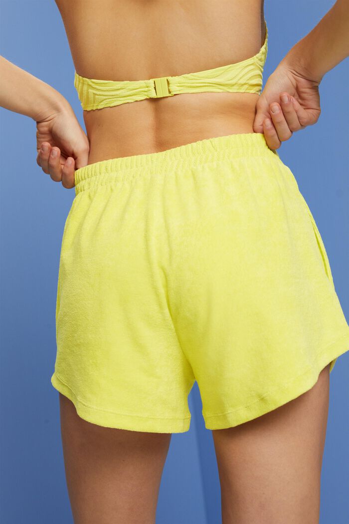Recycled: terry beach shorts, LIME YELLOW, detail image number 3