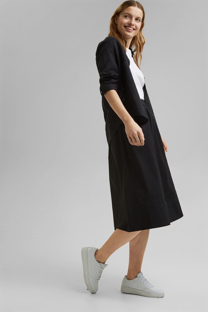 Cotton poplin midi skirt, BLACK, detail image number 1