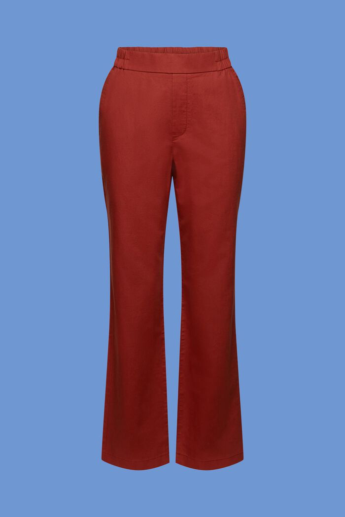 Pull-on trousers, linen blend, TERRACOTTA, detail image number 7