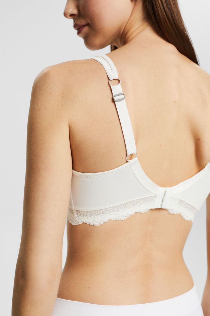 Unpadded, underwire bra with lace details, OFF WHITE, detail image number 4