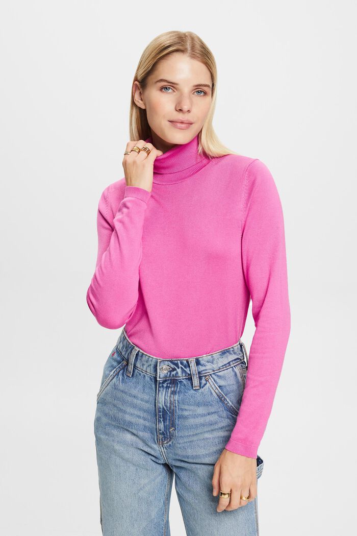 Long-Sleeve Turtleneck Sweater, PINK FUCHSIA, detail image number 2