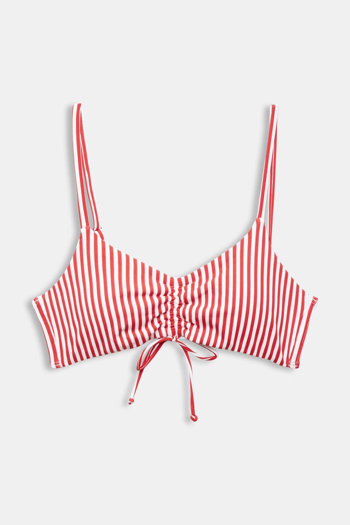 Striped Padded Bikini Top, DARK RED, detail image number 4