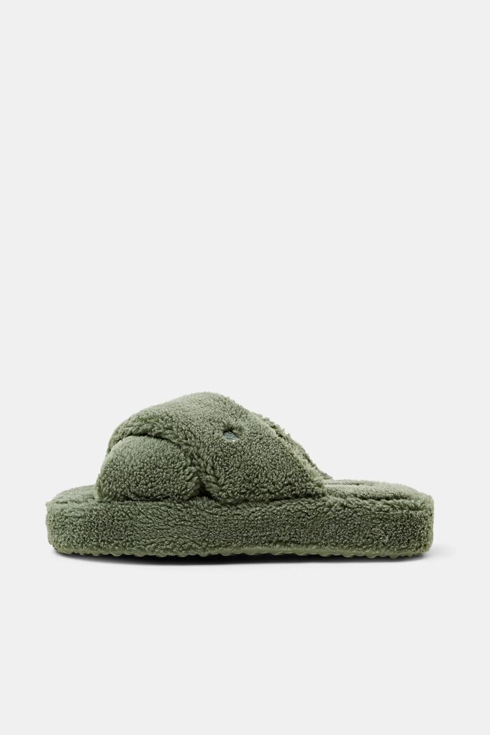 Open-toe home slippers, GREEN, detail image number 0