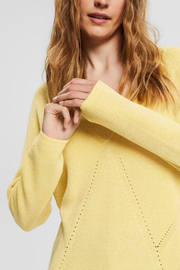 Glittering knitted jumper in a fabric blend containing TENCEL™, SUNFLOWER YELLOW, detail image number 2