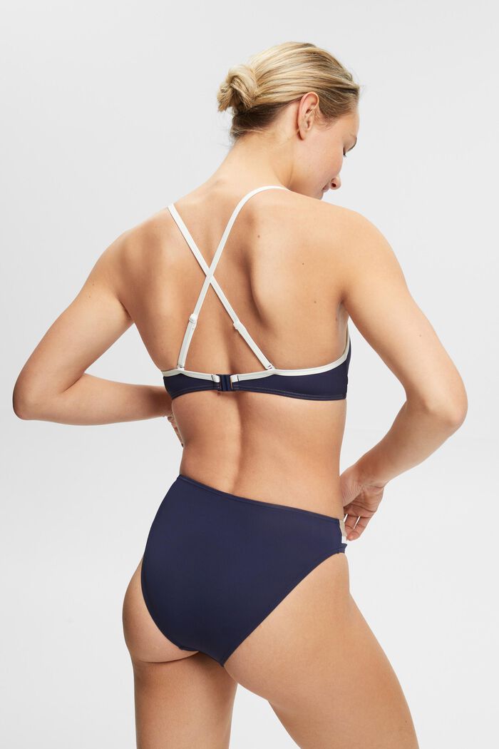 Tri-colour bikini top with variable straps, NAVY, detail image number 2