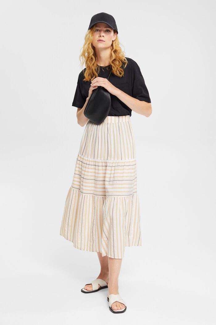 Striped midi skirt, WHITE, detail image number 0