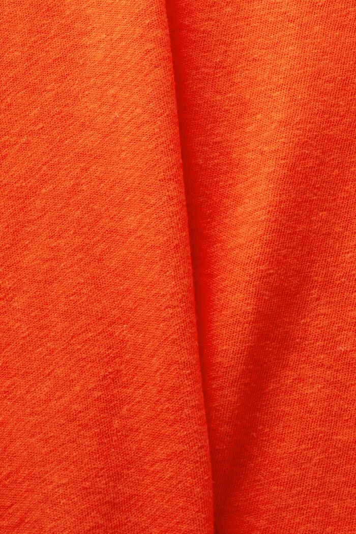 Cotton-Linen V-Neck T-Shirt, BRIGHT ORANGE, detail image number 4