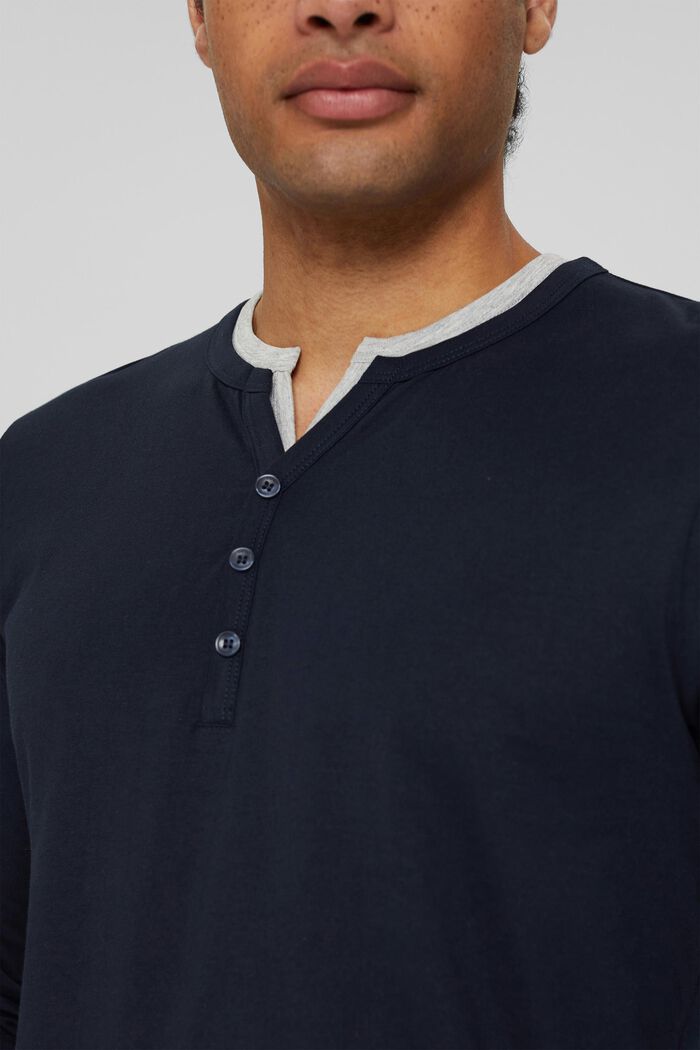 Long sleeve jersey T-shirt in a layered look, NAVY, detail image number 1