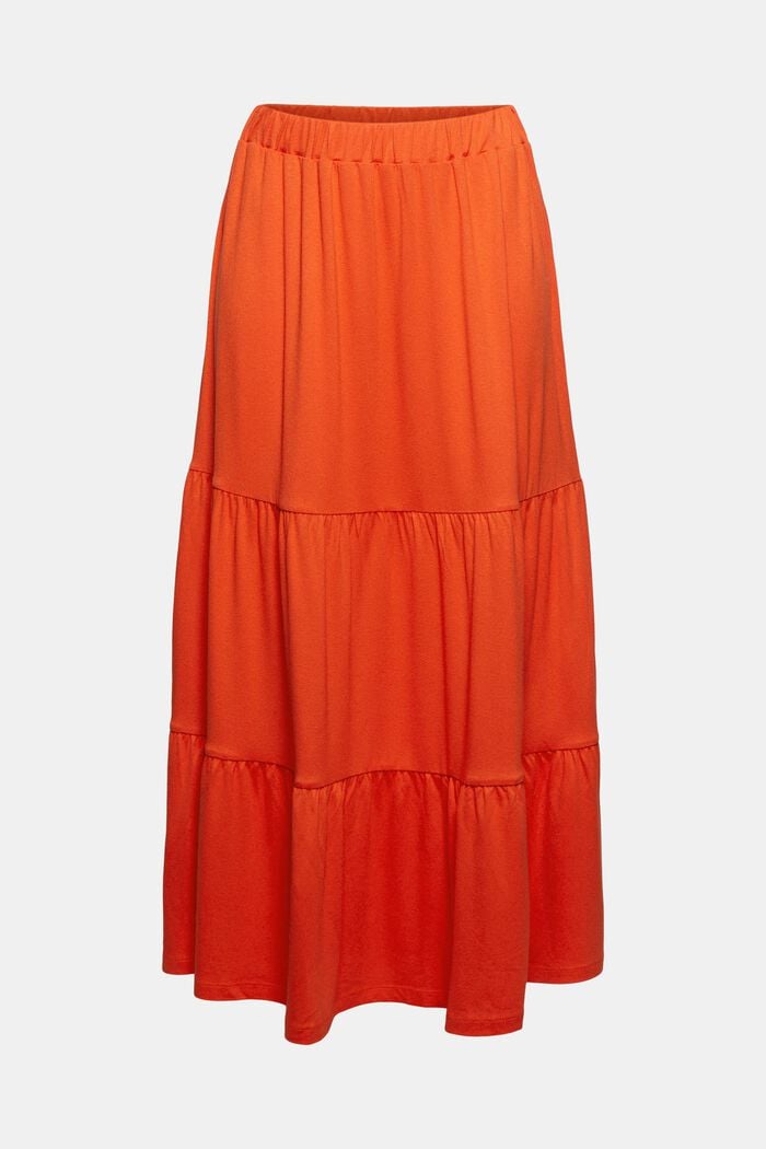 Jersey skirt made of LENZING™ ECOVERO™, ORANGE RED, detail image number 5