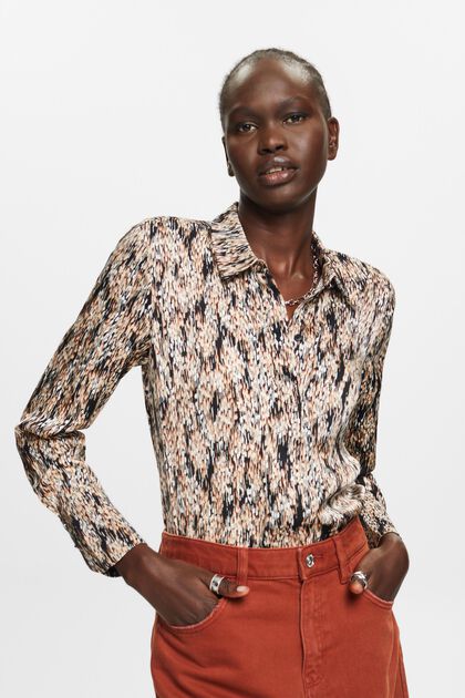 Satin blouse with all-over pattern