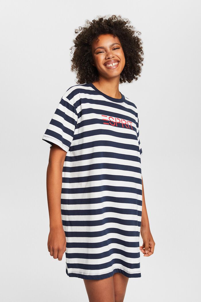 Striped Jersey Nightshirt, NAVY, detail image number 0