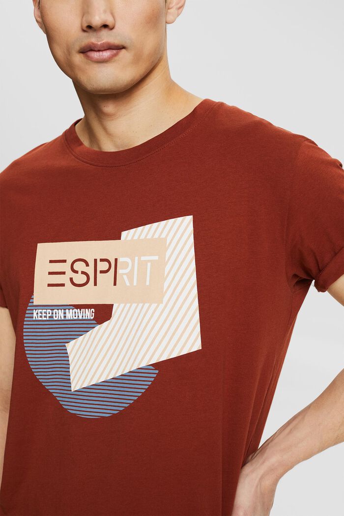 Jersey T-shirt with a print, organic cotton, RUST BROWN, detail image number 1