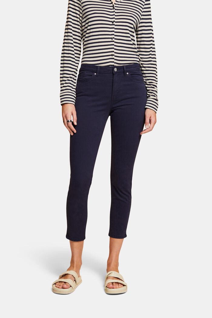 Mid-rise cropped leg stretch trousers, NAVY, detail image number 0