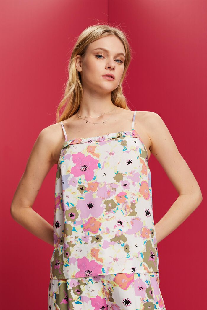 Patterned sleeveless blouse, LENZING™ ECOVERO™, PINK, detail image number 0