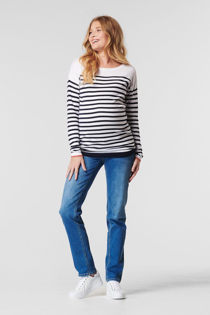 Striped jumper in organic cotton, BRIGHT WHITE, detail image number 0