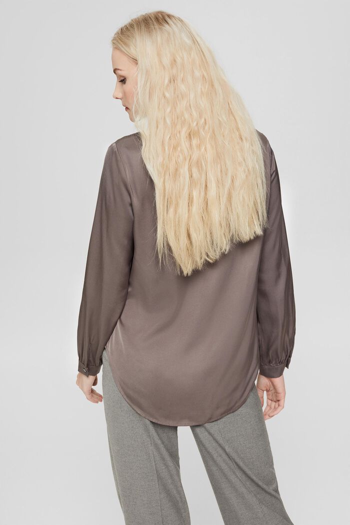 Satin shirt blouse, LENZING™ ECOVERO™, GUNMETAL, detail image number 3