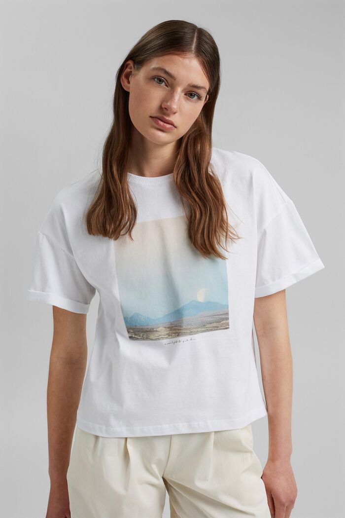 Photo print T-shirt, 100% cotton, WHITE, overview