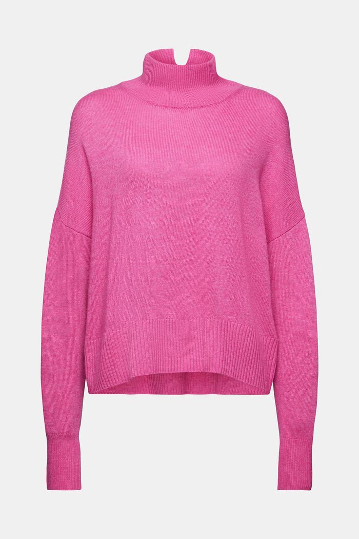Wool-Blend Mockneck Sweater, PINK FUCHSIA, detail image number 6