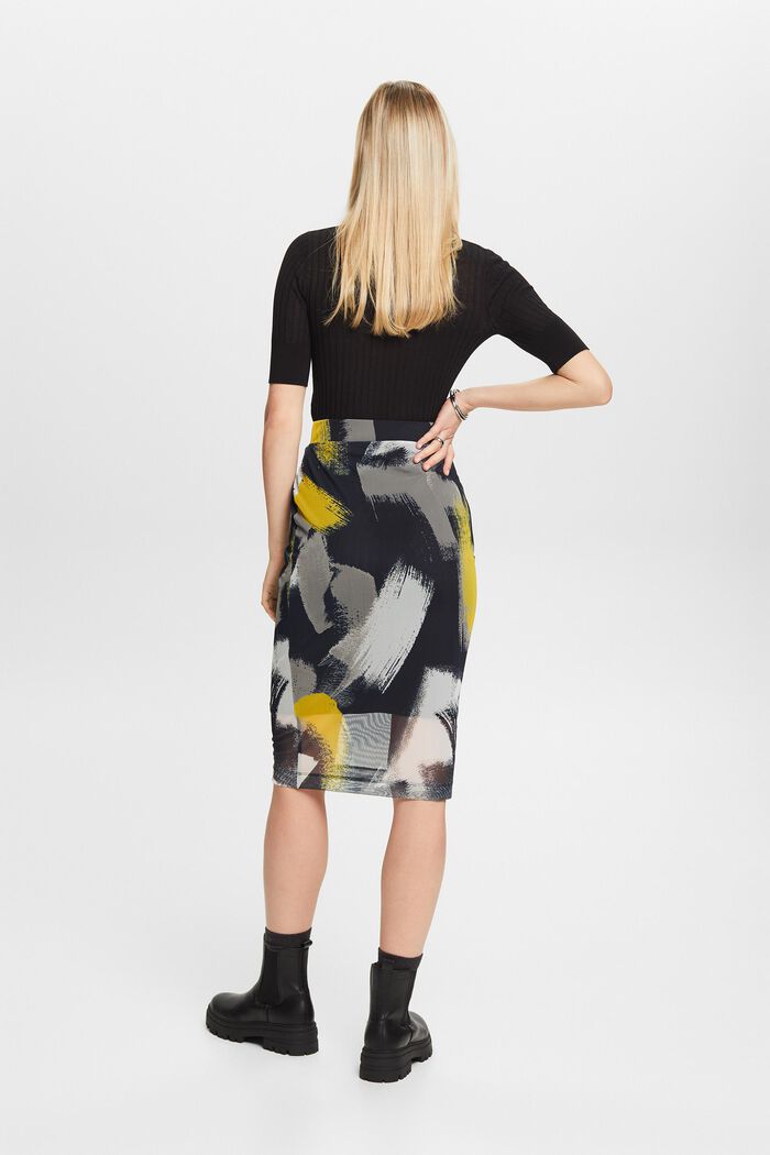 Printed Mesh Midi Skirt, BLACK, detail image number 2