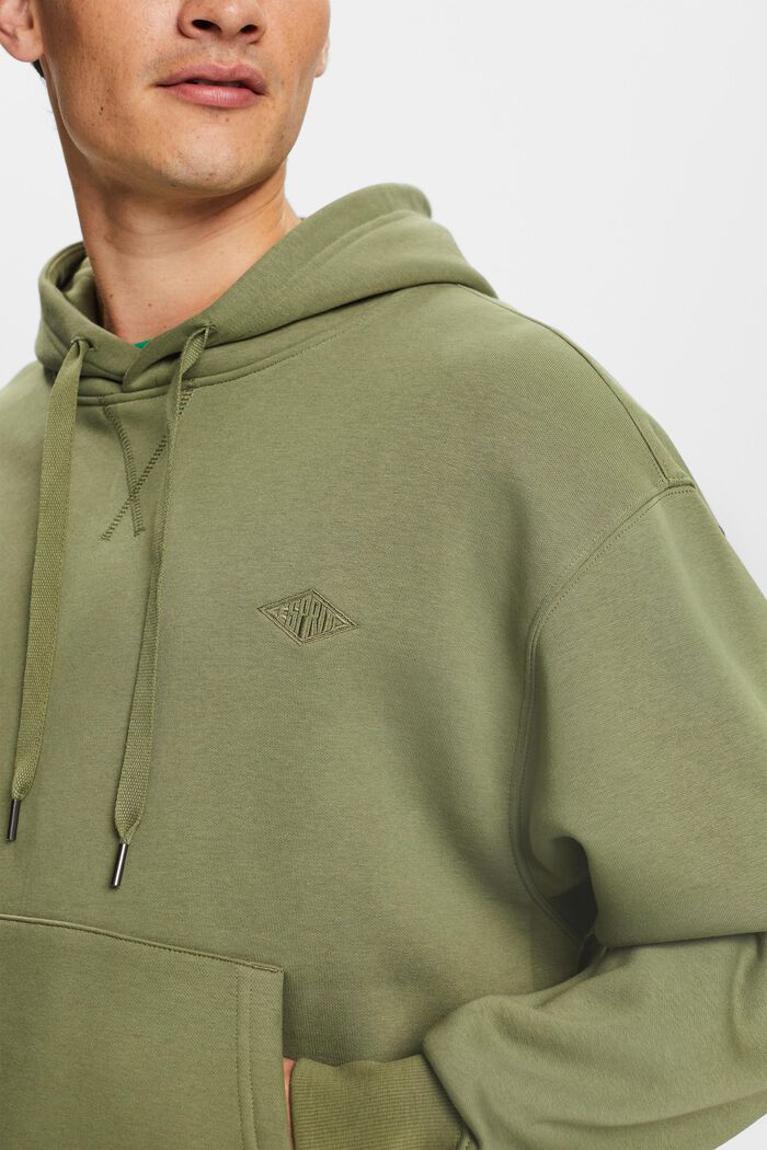 Sweatshirt hoodie with logo stitching, LIGHT KHAKI, detail image number 2