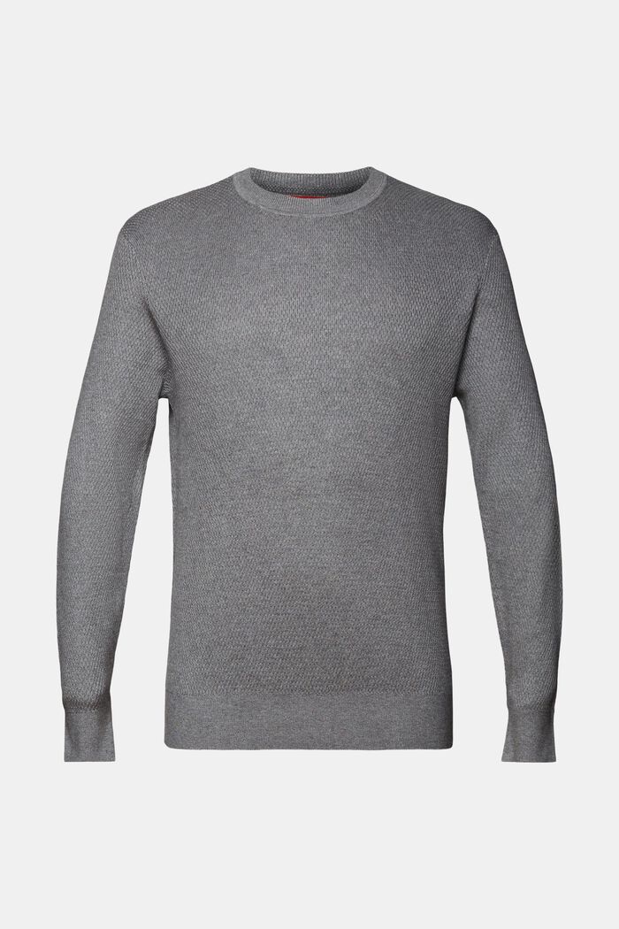 Structured Knit Crewneck Sweater, GREY, detail image number 6