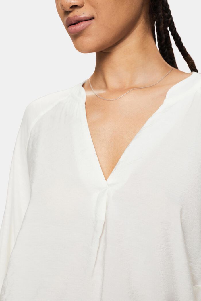 V-Neck Long Sleeve Blouse, OFF WHITE, detail image number 2