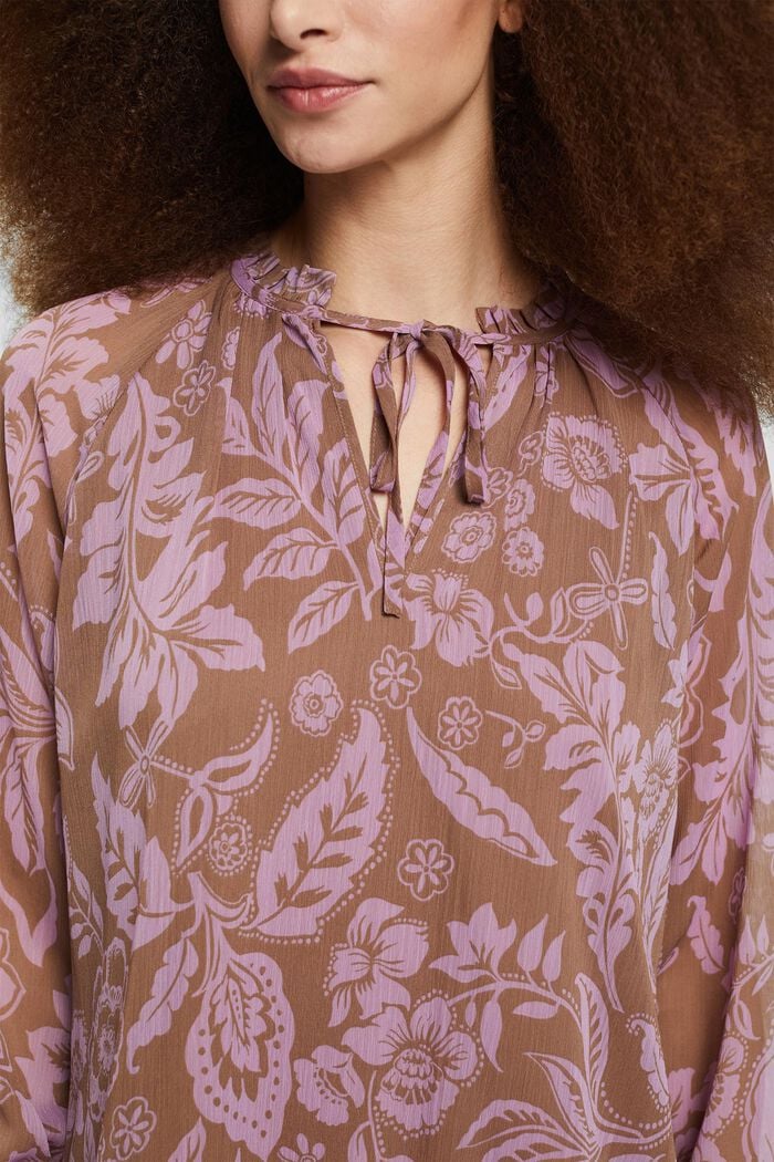 Crêpe dress with a print, TAUPE, detail image number 3