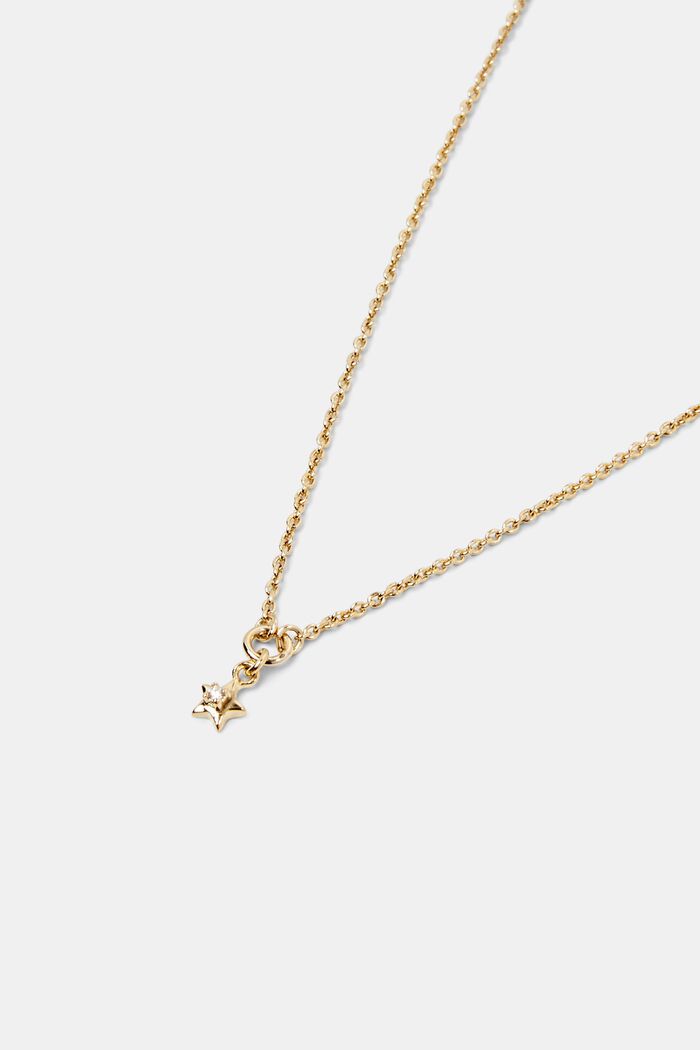Dainty Sterling Silver Diamond Necklace, GOLD, detail image number 1