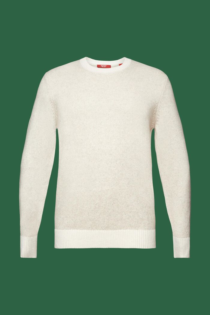Wool Blend Crewneck Sweater, LIGHT BEIGE, detail image number 5
