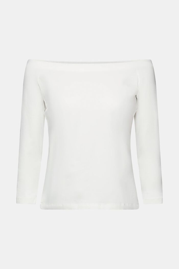 Off-the-shoulder cotton top, OFF WHITE, detail image number 5