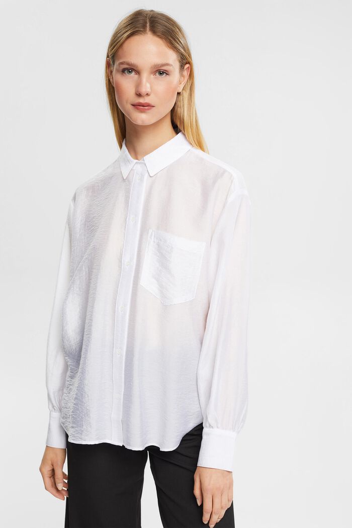 Containing TENCEL™: Satin blouse, WHITE, detail image number 3