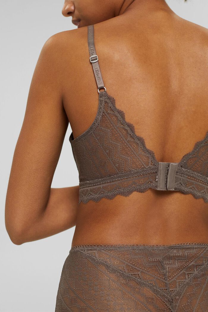 Recycled: padded non-wired bra in lace, TAUPE, detail image number 3