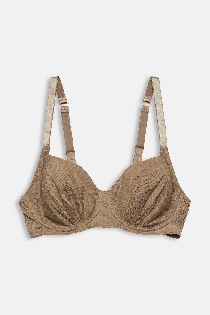 Underwired, unpadded lace bra, LIGHT TAUPE, detail image number 0
