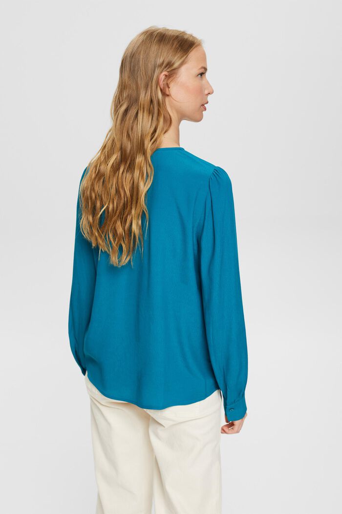 Plain blouse, TEAL BLUE, detail image number 3