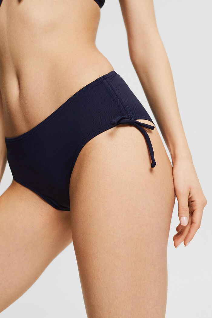 Made of recycled material: bikini briefs with texture, NAVY, detail image number 0