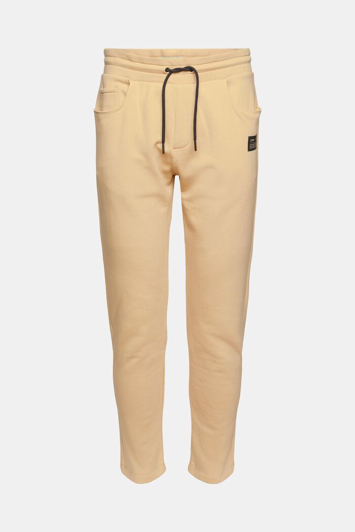 Slim-fitting tracksuit bottoms made of blended cotton, SAND, overview